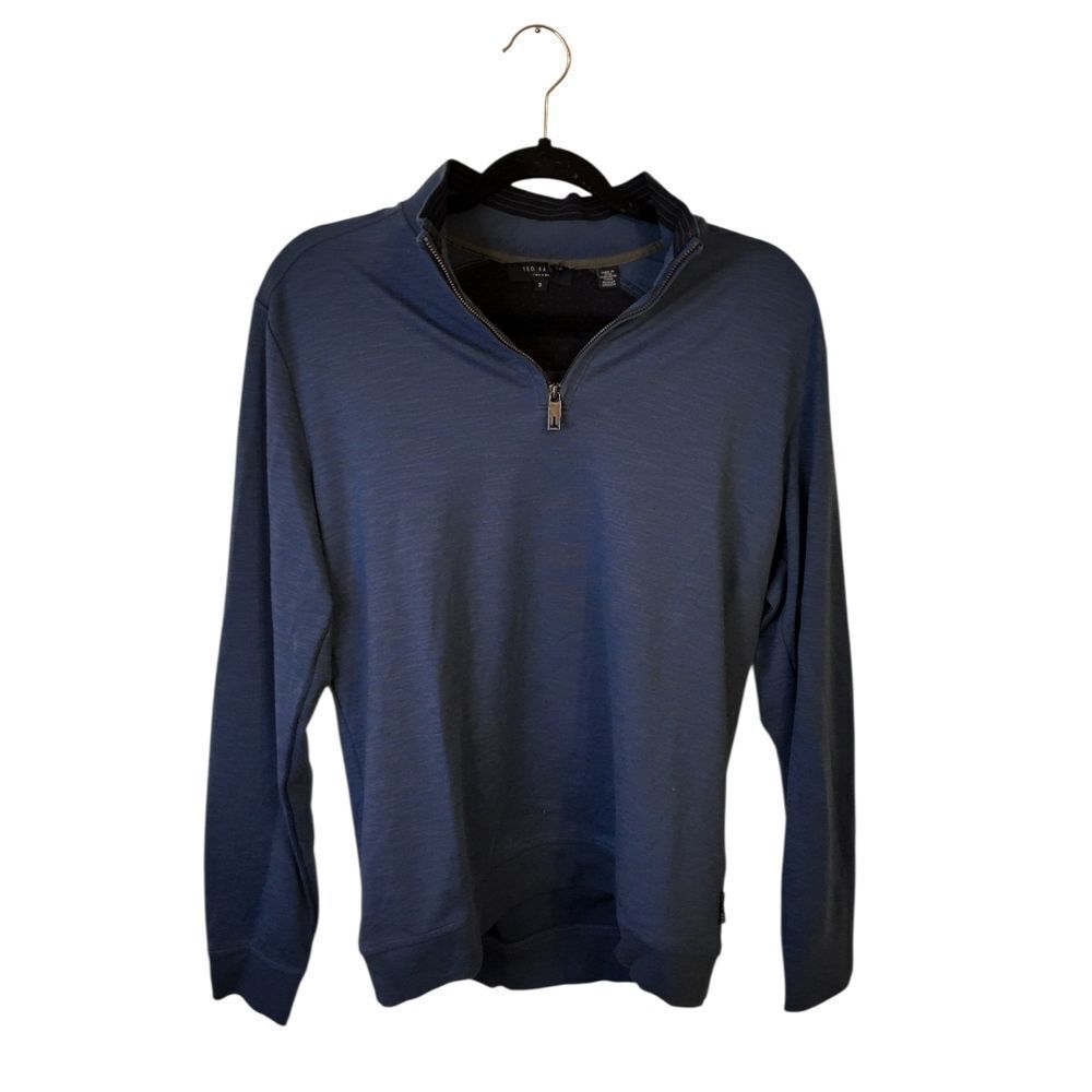 Ted Baker Navy Quarter-Zip Sweater Size 3